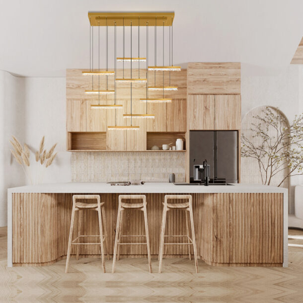 Stagger Integrated LED Brass Chandelier - Image 2