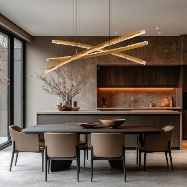 Saber Integrated LED Brass Chandelier - Image 3