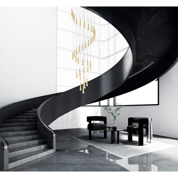 Andes LED Multi Light Pendant With Satin Gold Finish - Image 2
