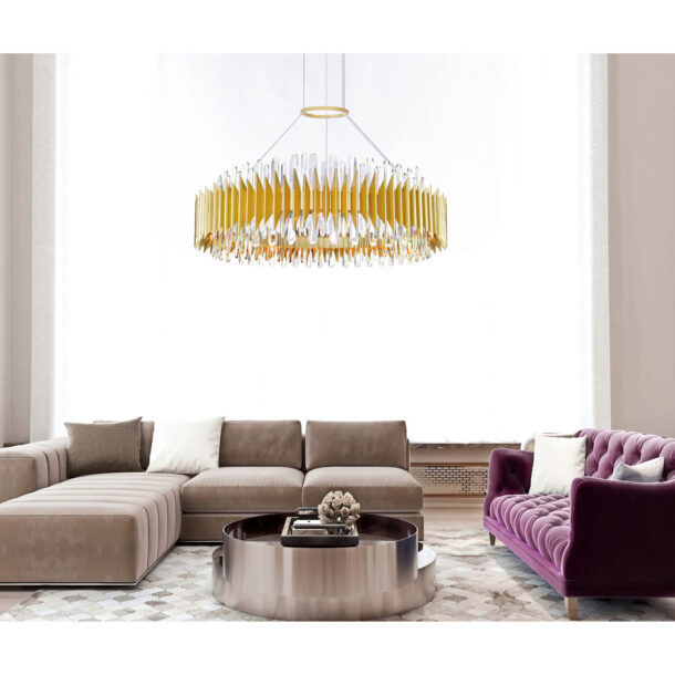 Cityscape 24 Light Chandelier With Satin Gold Finish - Image 4