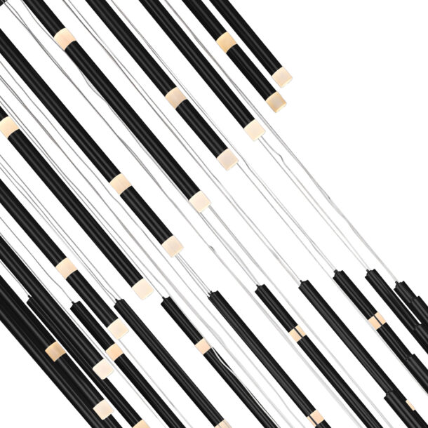 Flute 54 Light LED Chandelier With Black Finish - Image 3