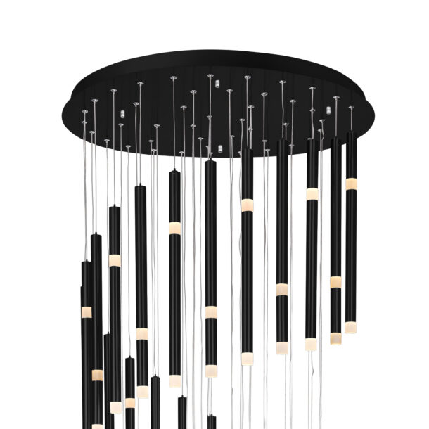 Flute 54 Light LED Chandelier With Black Finish - Image 6