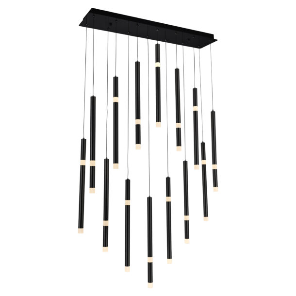 Flute 14 Light LED Chandelier With Black Finish - Image 2