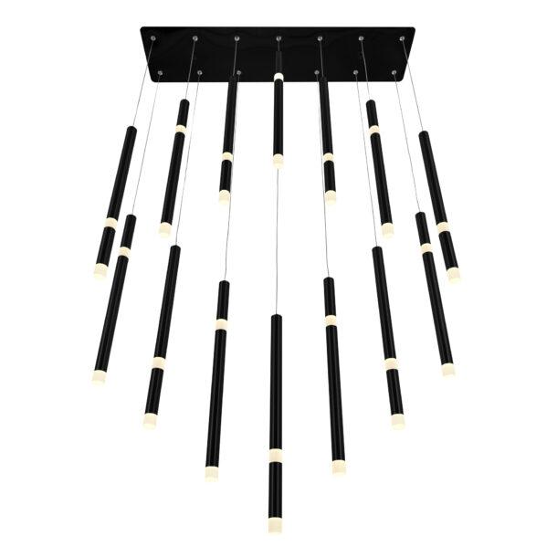 Flute 14 Light LED Chandelier With Black Finish - Image 3