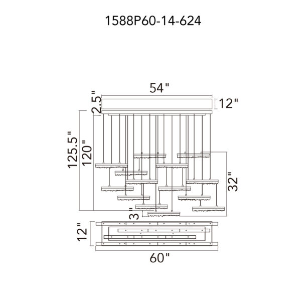 Stagger Integrated LED Brass Chandelier - Image 6
