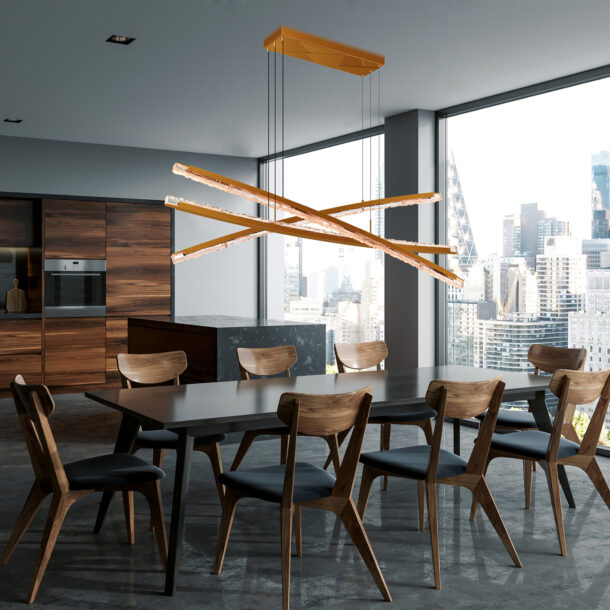 Saber Integrated LED Brass Chandelier - Image 2