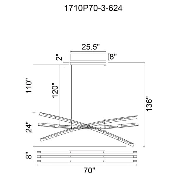 Saber Integrated LED Brass Chandelier - Image 6
