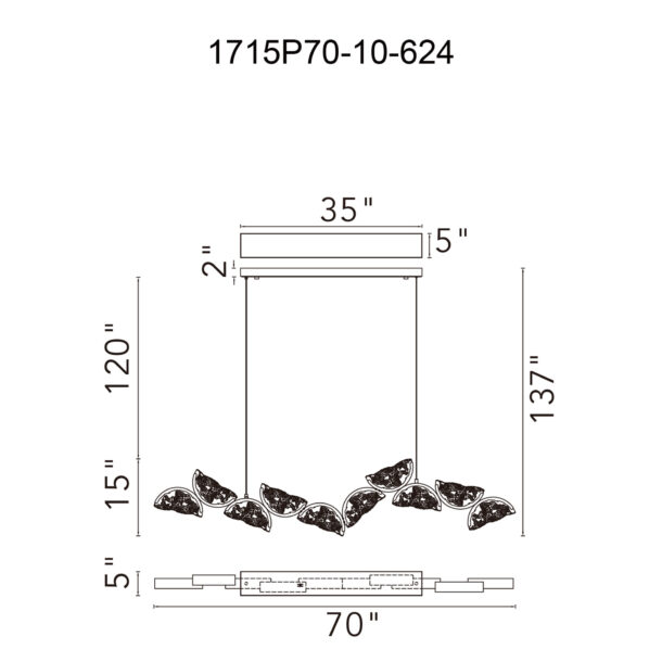 Moon Integrated LED Brass Chandelier - Image 4